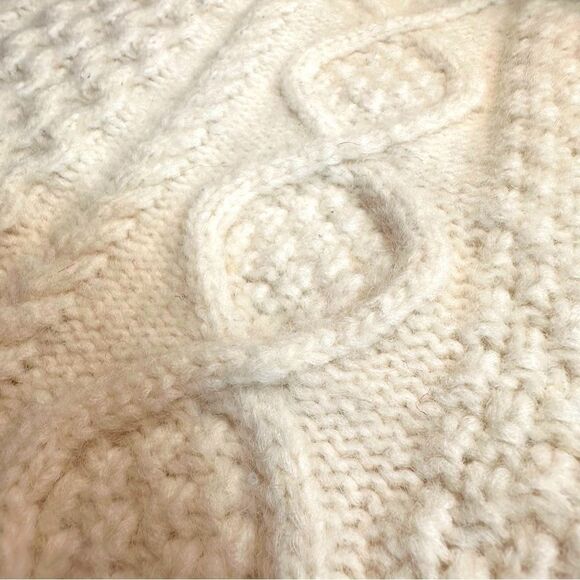 Polo Ralph Lauren Aran Knit Wool Alpaca Blend Mock Turtleneck Sweater in Cream - Picture 4 of 16
